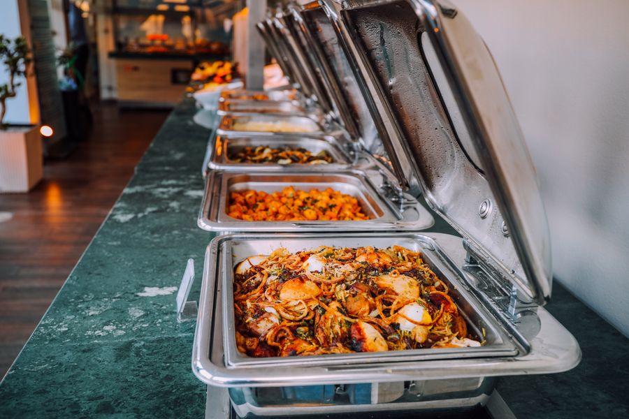 Elaborate multi-cuisine buffet counters