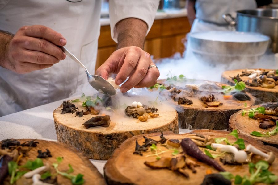 Social gathering event with catering arrangement