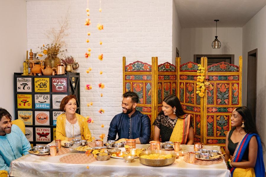 Intimate house party catering gathering with home dining setup