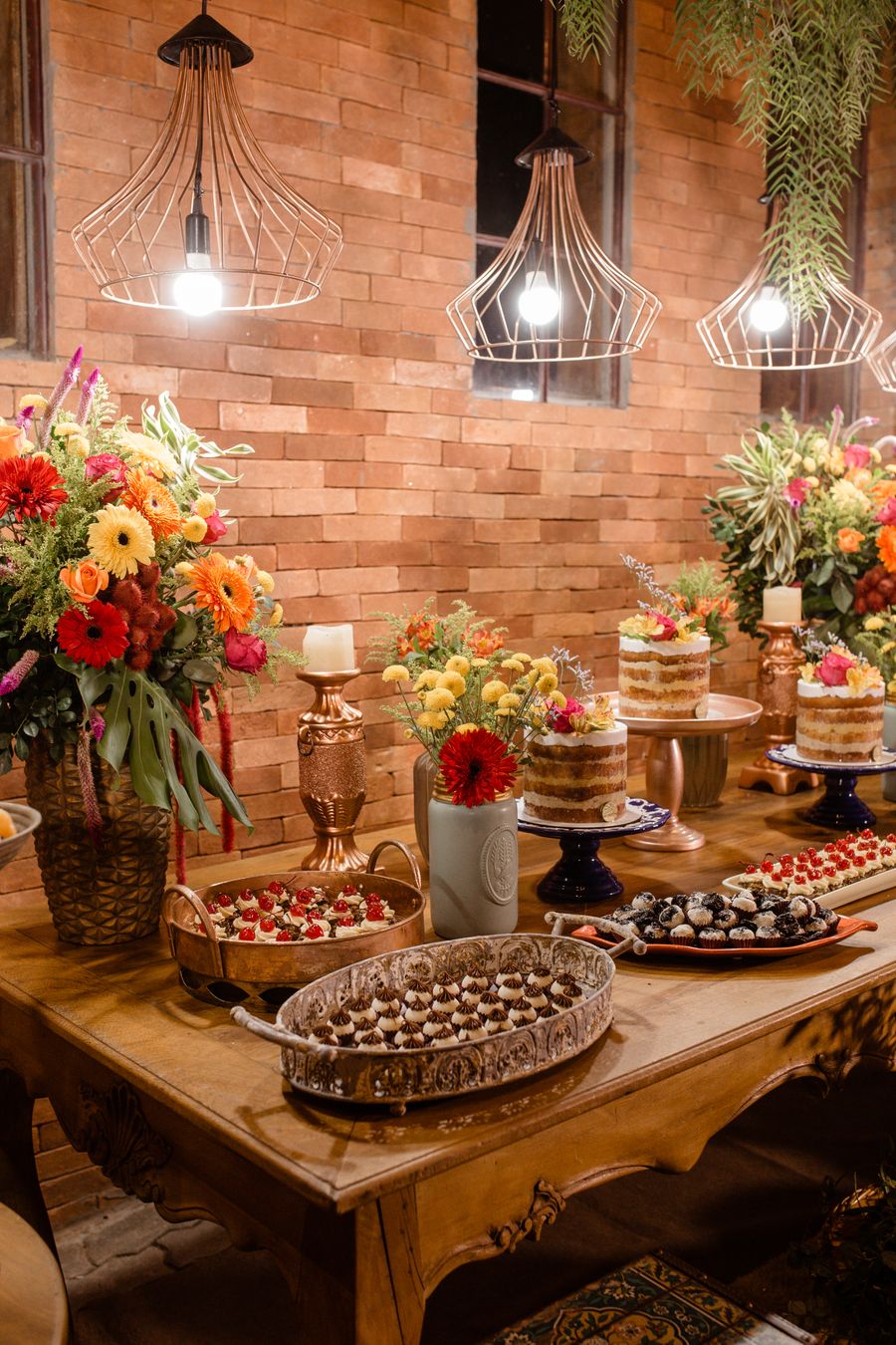 Realistic Indian wedding banquet setup with elegant dining tables and buffet
